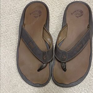 OluKai Men's ‘Ohana Dark Brown Flip-Flops